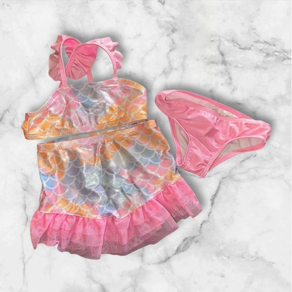 Wonder nation Mermaid Skirt Swimsuit Set 3 Piece baby Size 18m - Picture 2 of 5